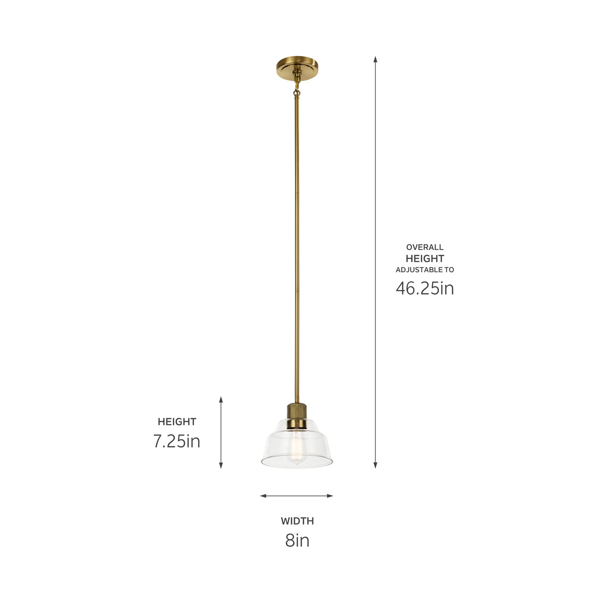 KICHLER 52405BNB Eastmont 1 Light Mini Pendant With Clear Glass Brushed Natural Brass