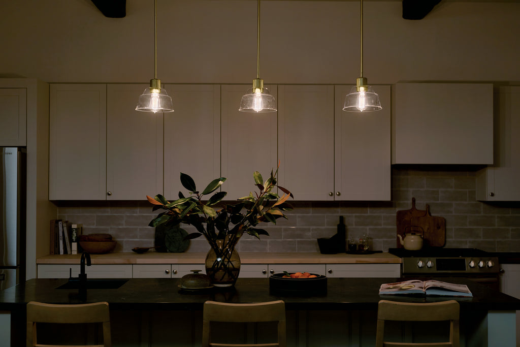 KICHLER 52405BNB Eastmont 1 Light Mini Pendant With Clear Glass Brushed Natural Brass