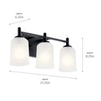 KICHLER 45574BK Shailene 21" 3 Light Vanity Light With Satin Etched Glass In Olde Bronze