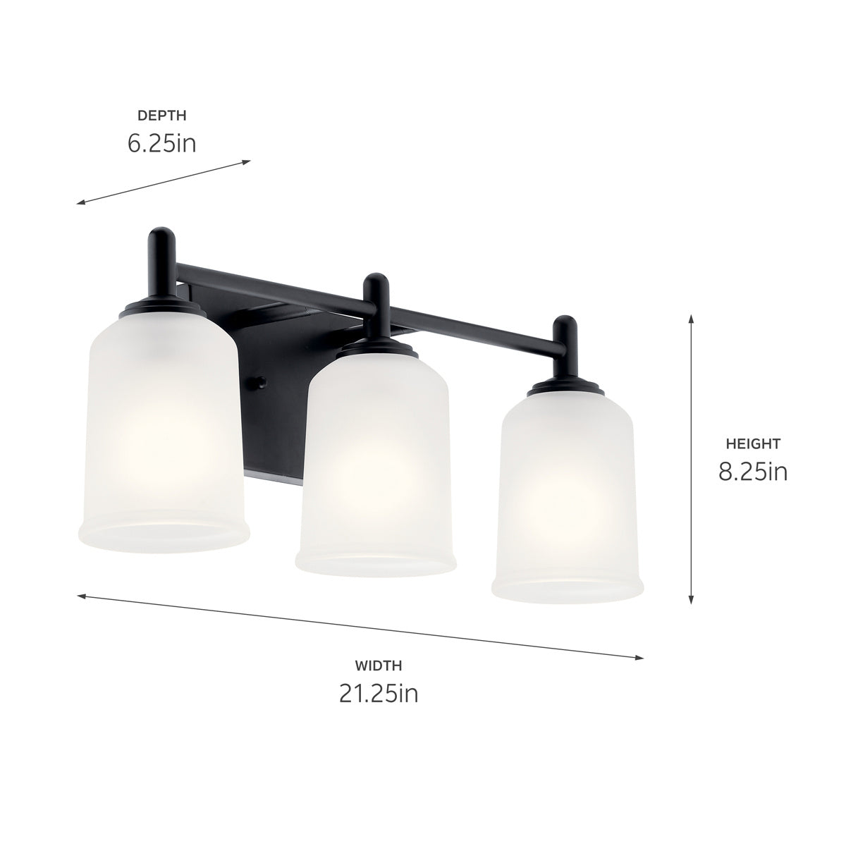 KICHLER 45574BK Shailene 21" 3 Light Vanity Light With Satin Etched Glass In Olde Bronze