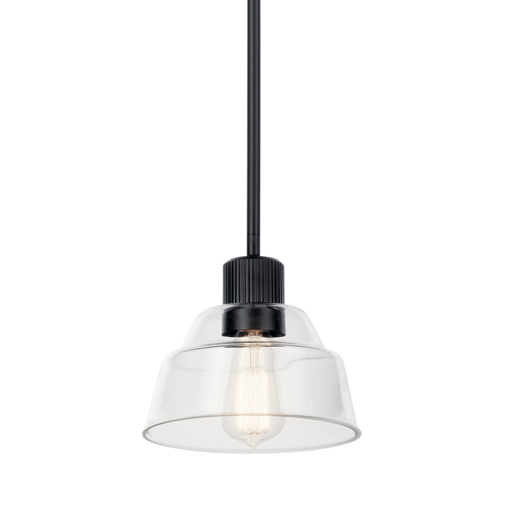 KICHLER 52405BK Eastmont 1 Light Mini Pendant With Clear Glass Black