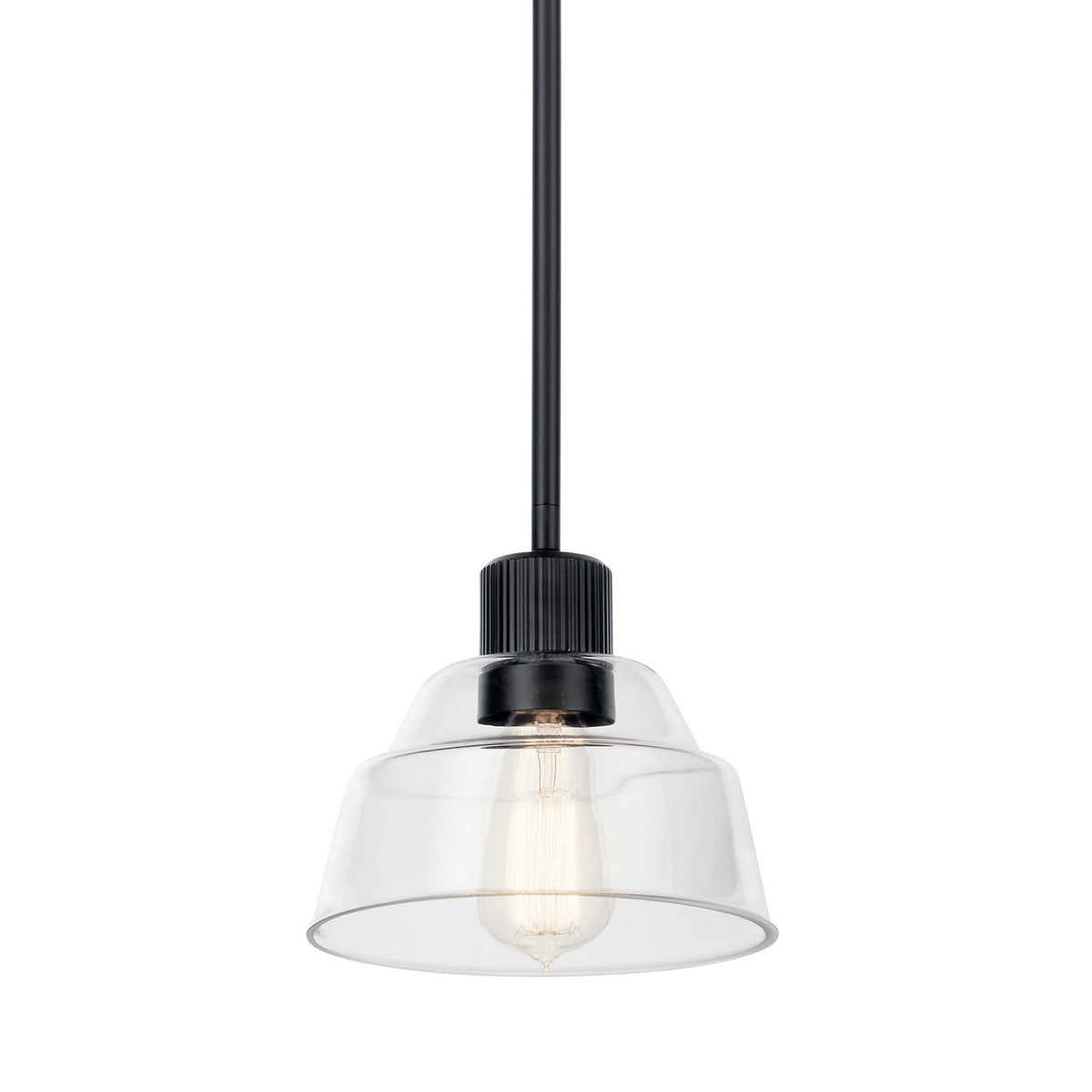 KICHLER 52405BK Eastmont 1 Light Mini Pendant With Clear Glass Black
