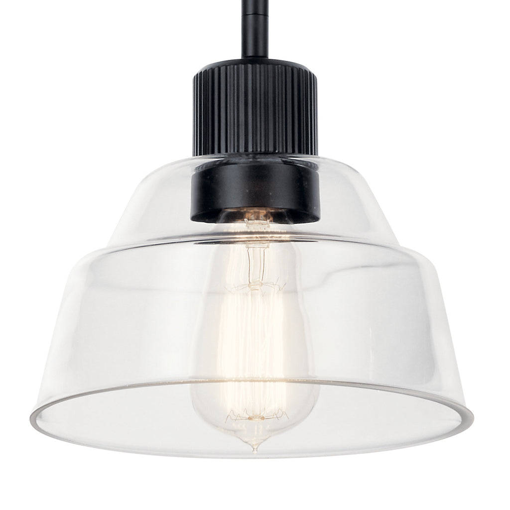 KICHLER 52405BK Eastmont 1 Light Mini Pendant With Clear Glass Black