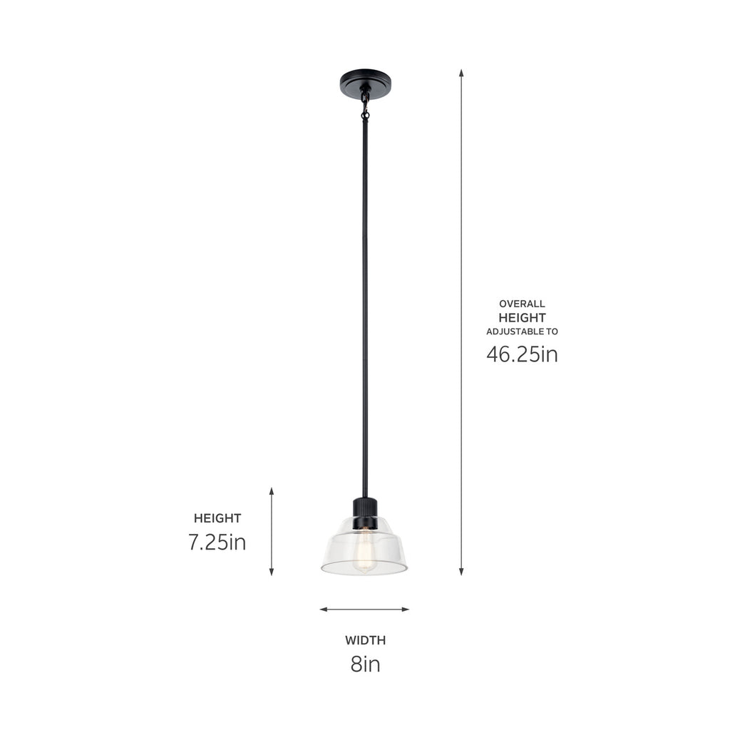 KICHLER 52405BK Eastmont 1 Light Mini Pendant With Clear Glass Black