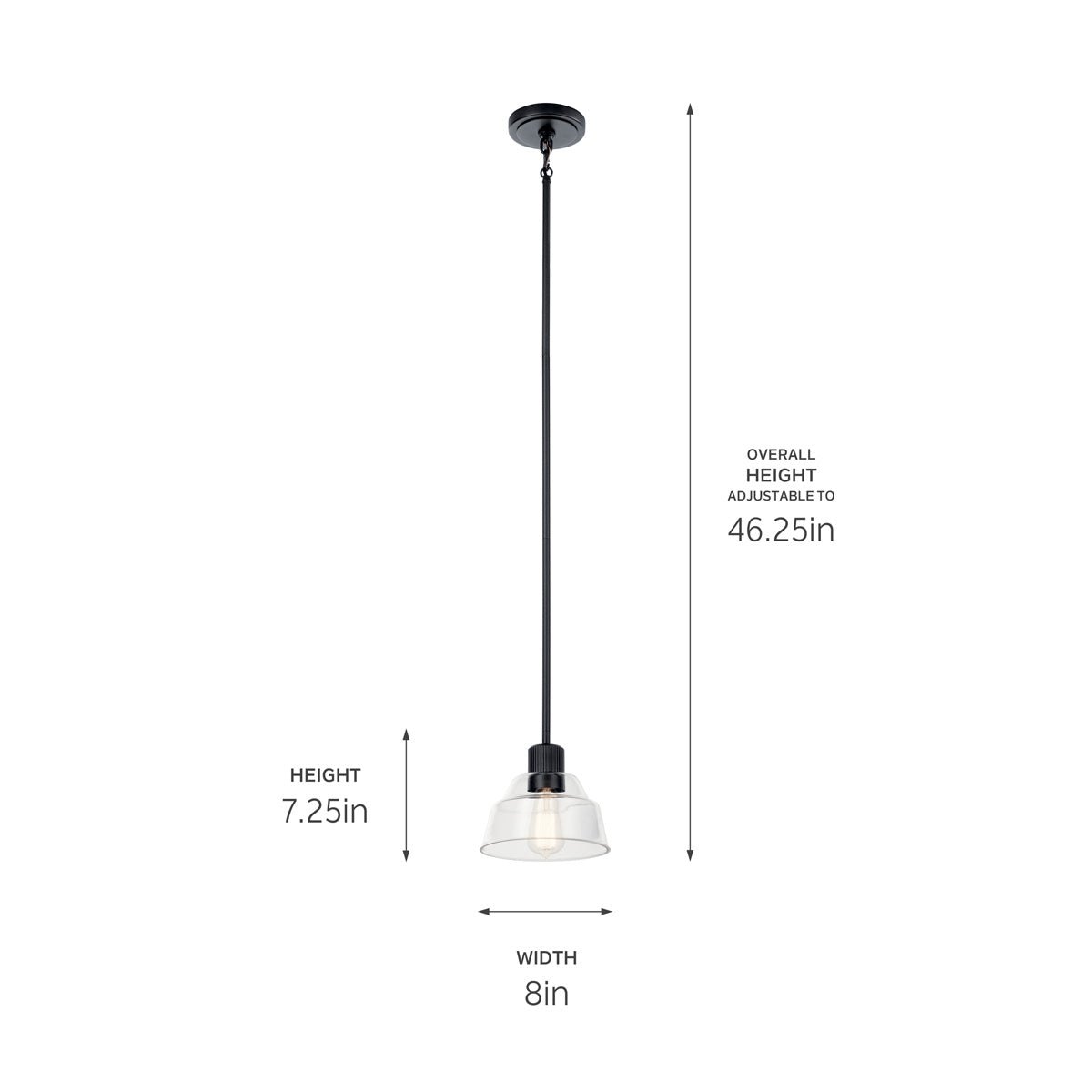 KICHLER 52405BK Eastmont 1 Light Mini Pendant With Clear Glass Black