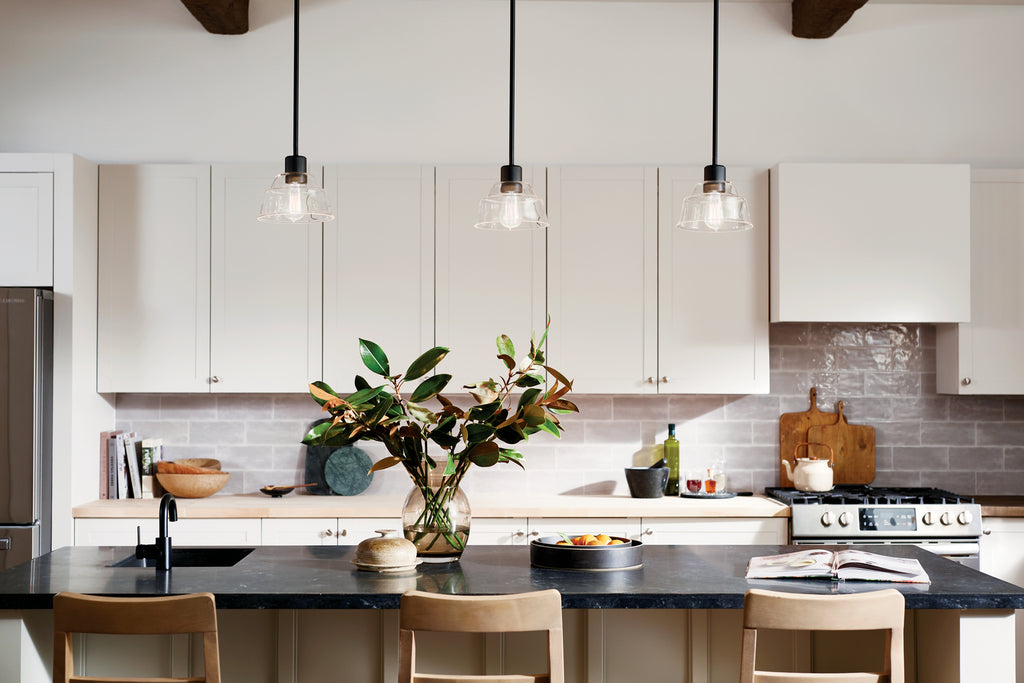 KICHLER 52405BK Eastmont 1 Light Mini Pendant With Clear Glass Black