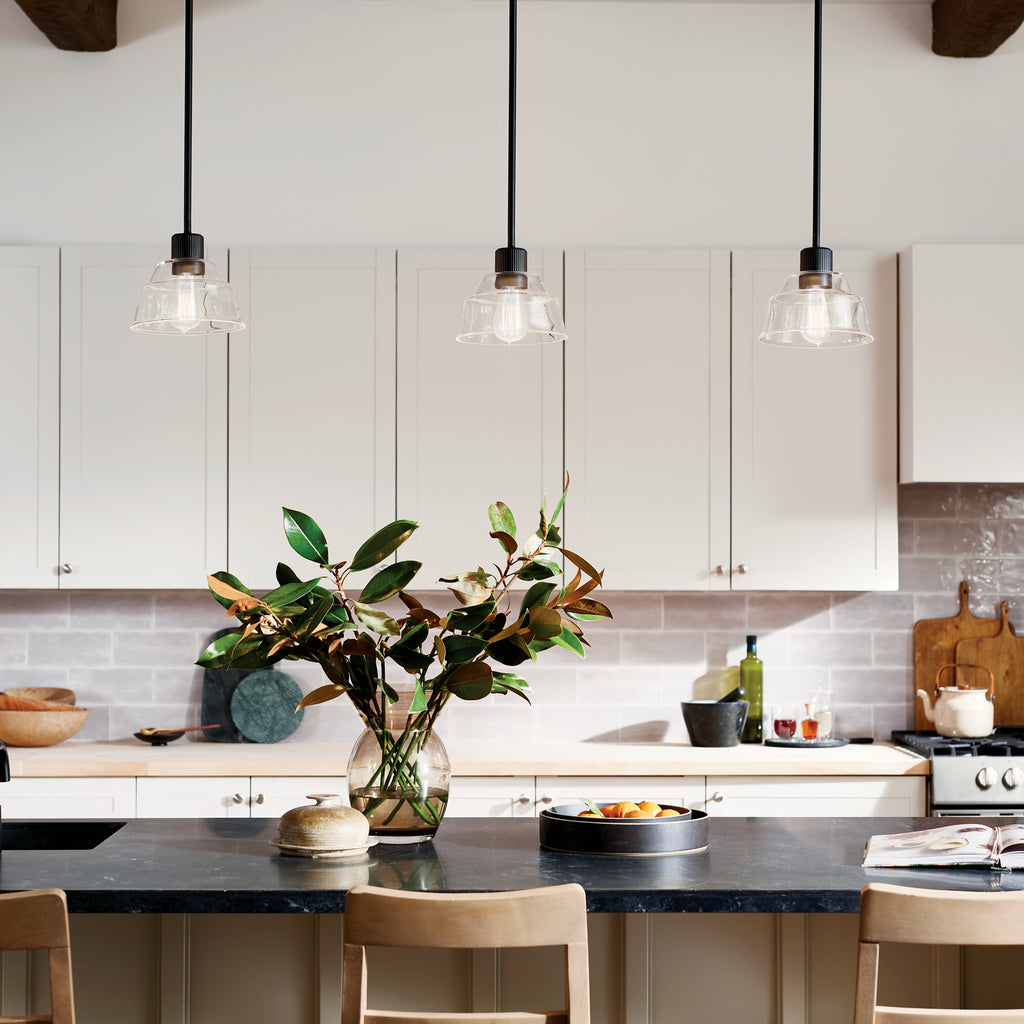 KICHLER 52405BK Eastmont 1 Light Mini Pendant With Clear Glass Black