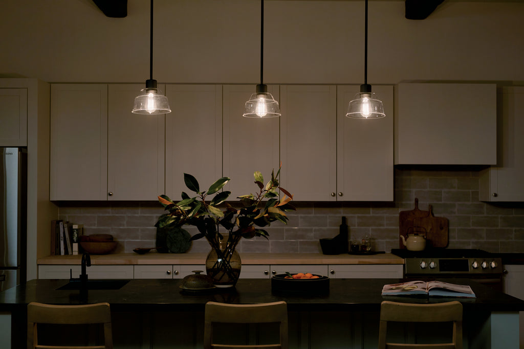 KICHLER 52405BK Eastmont 1 Light Mini Pendant With Clear Glass Black