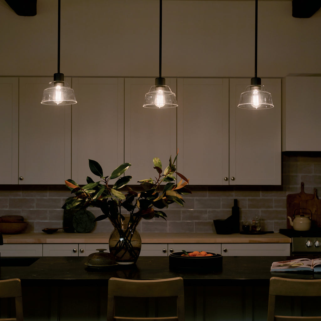 KICHLER 52405BK Eastmont 1 Light Mini Pendant With Clear Glass Black