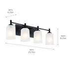 KICHLER 45575BK Shailene 29.5" 4 Light Vanity Light With Satin Etched Glass In Brushed Nickel
