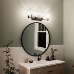 KICHLER 45575BK Shailene 29.5" 4 Light Vanity Light With Satin Etched Glass In Brushed Nickel