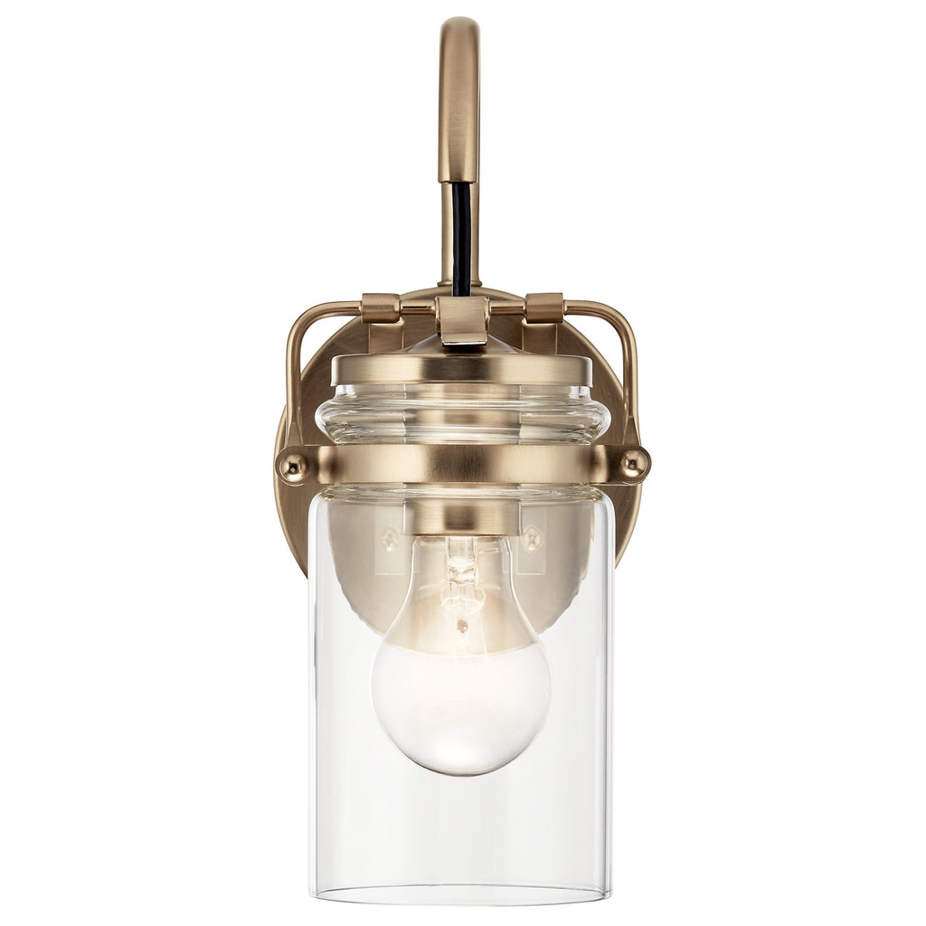 KICHLER 45576CPZ Brinley 11.5" 1 Light Wall Sconce With Clear Glass Champagne Bronze