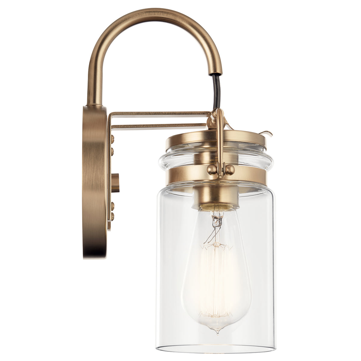 KICHLER 45576CPZ Brinley 11.5" 1 Light Wall Sconce With Clear Glass Champagne Bronze
