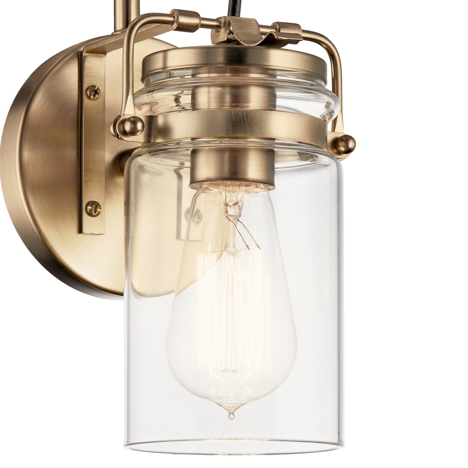 KICHLER 45576CPZ Brinley 11.5" 1 Light Wall Sconce With Clear Glass Champagne Bronze