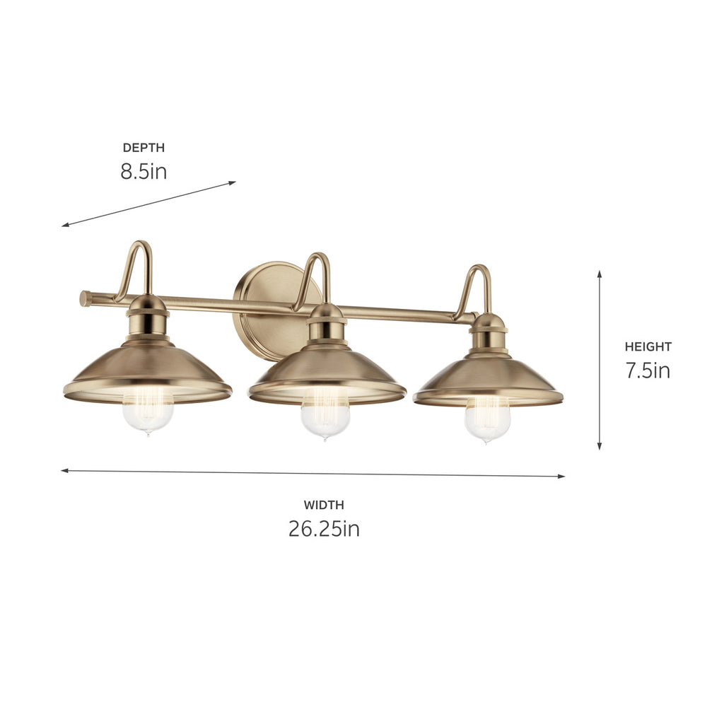 KICHLER 45945CPZ Clyde 3 Light Vanity Light Champagne Bronze
