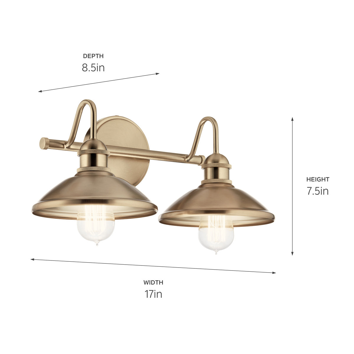 KICHLER 45944CPZ Clyde 2 Light Vanity Light Champagne Bronze