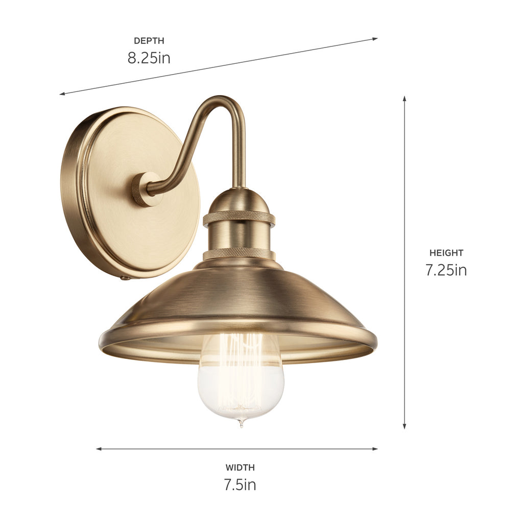 KICHLER 45943CPZ Clyde 1 Light Wall Sconce Champagne Bronze