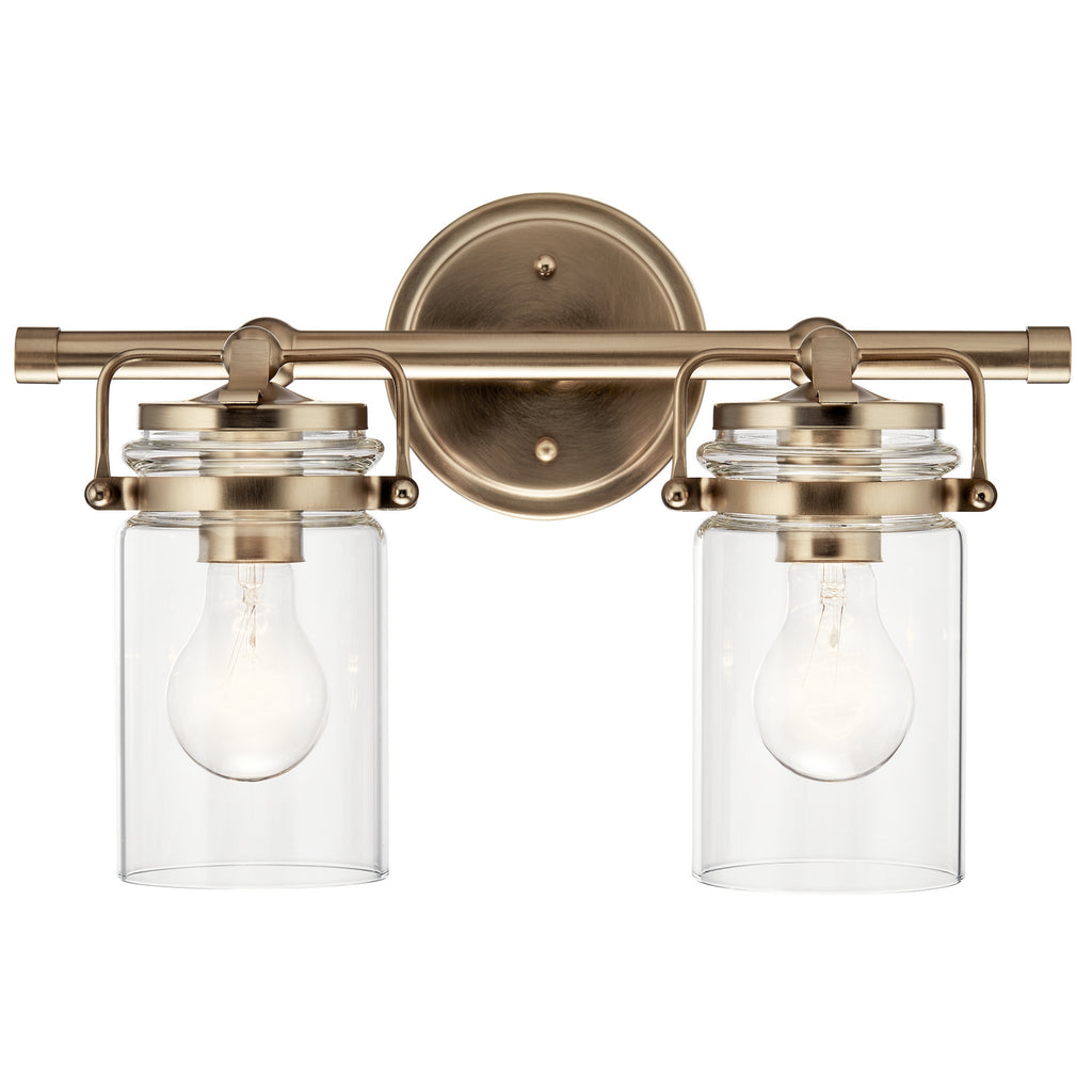 KICHLER 45688CPZ Brinley 15.75" 2 Light Vanity Light With Clear Glass In Champagne Bronze