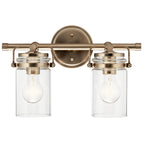 KICHLER 45688CPZ Brinley 15.75" 2 Light Vanity Light With Clear Glass In Champagne Bronze