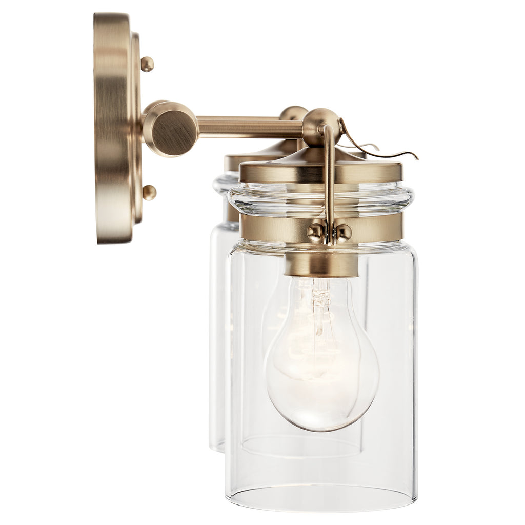 KICHLER 45688CPZ Brinley 15.75" 2 Light Vanity Light With Clear Glass In Champagne Bronze