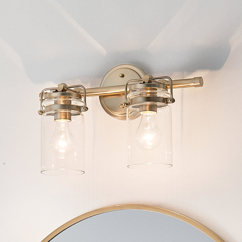 KICHLER 45688CPZ Brinley 15.75" 2 Light Vanity Light With Clear Glass In Champagne Bronze