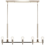 KICHLER 52425PN Torvee 42" 5 Light Linear Chandelier Brushed Natural Brass