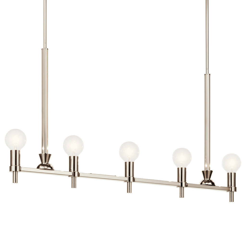 KICHLER 52425PN Torvee 42" 5 Light Linear Chandelier Brushed Natural Brass