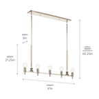 KICHLER 52425PN Torvee 42" 5 Light Linear Chandelier Brushed Natural Brass