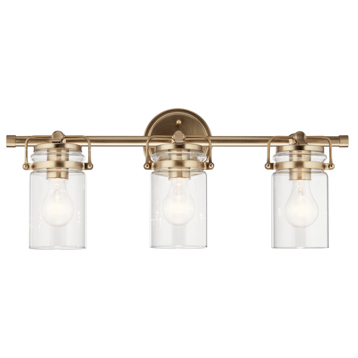 KICHLER 45689CPZ Brinley 24" 3 Light Vanity Light With Clear Glass In Champagne Bronze