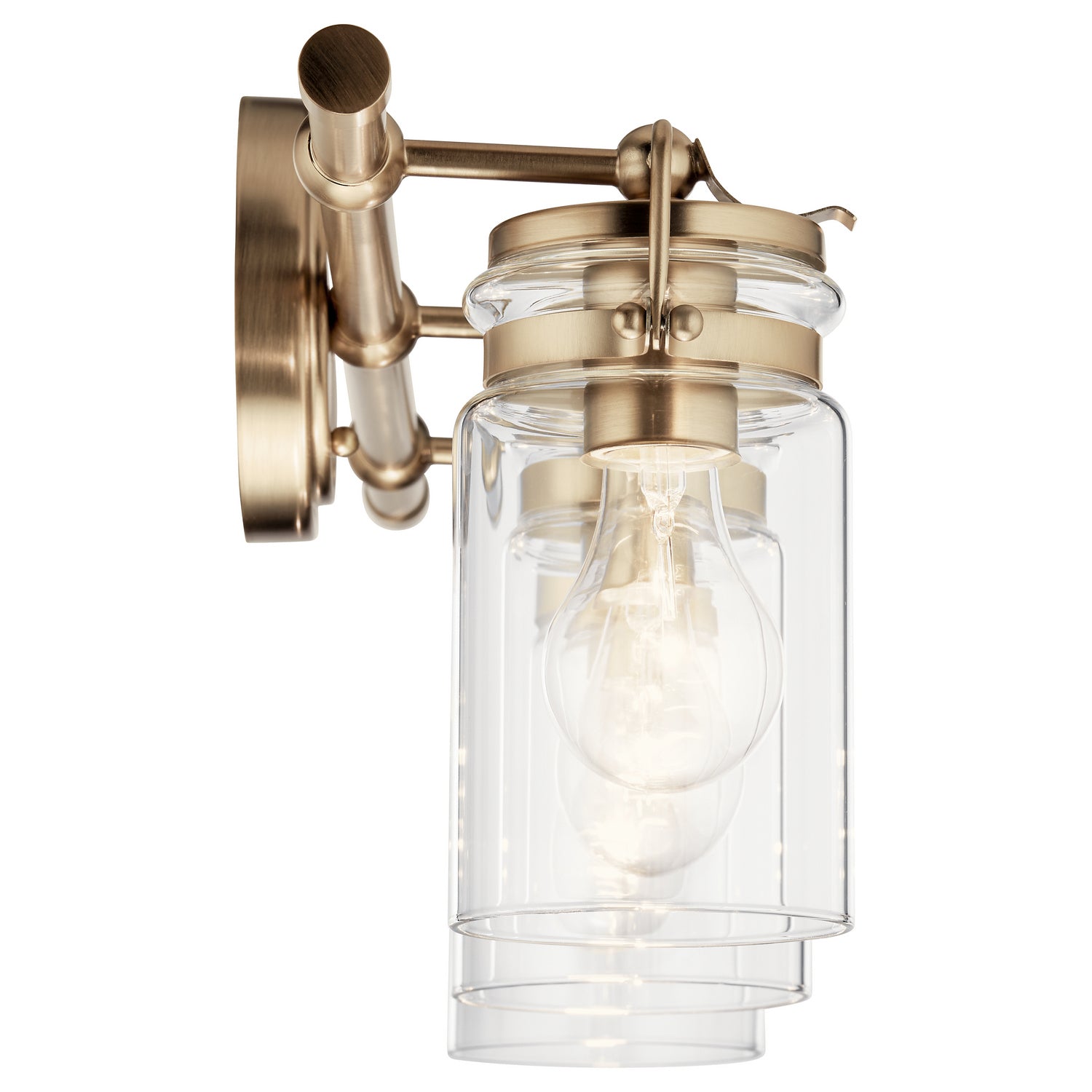 KICHLER 45689CPZ Brinley 24" 3 Light Vanity Light With Clear Glass In Champagne Bronze