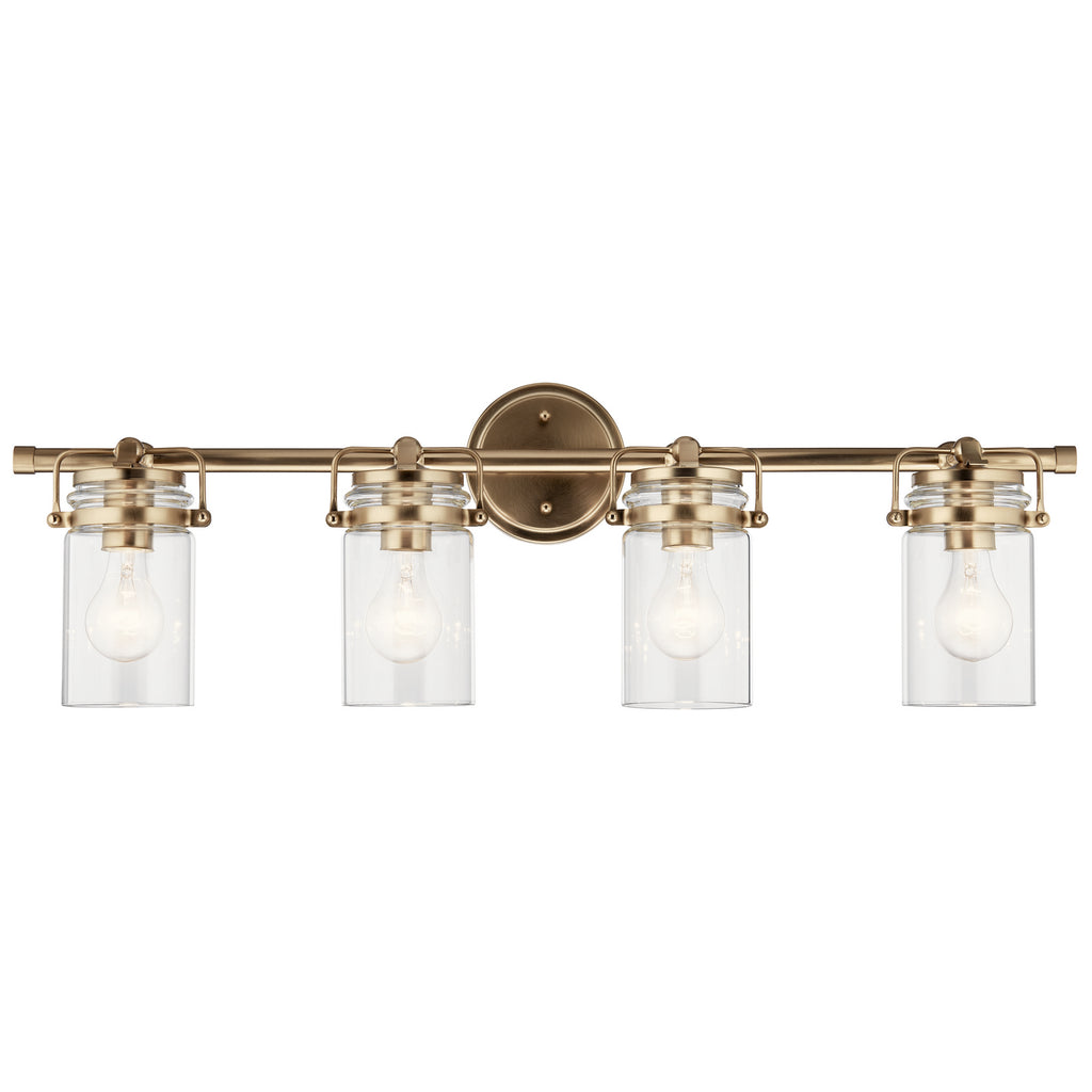 KICHLER 45690CPZ Brinley 32.25" 4 Light Vanity Light With Clear Glass In Champagne Bronze