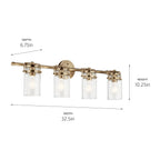 KICHLER 45690CPZ Brinley 32.25" 4 Light Vanity Light With Clear Glass In Champagne Bronze