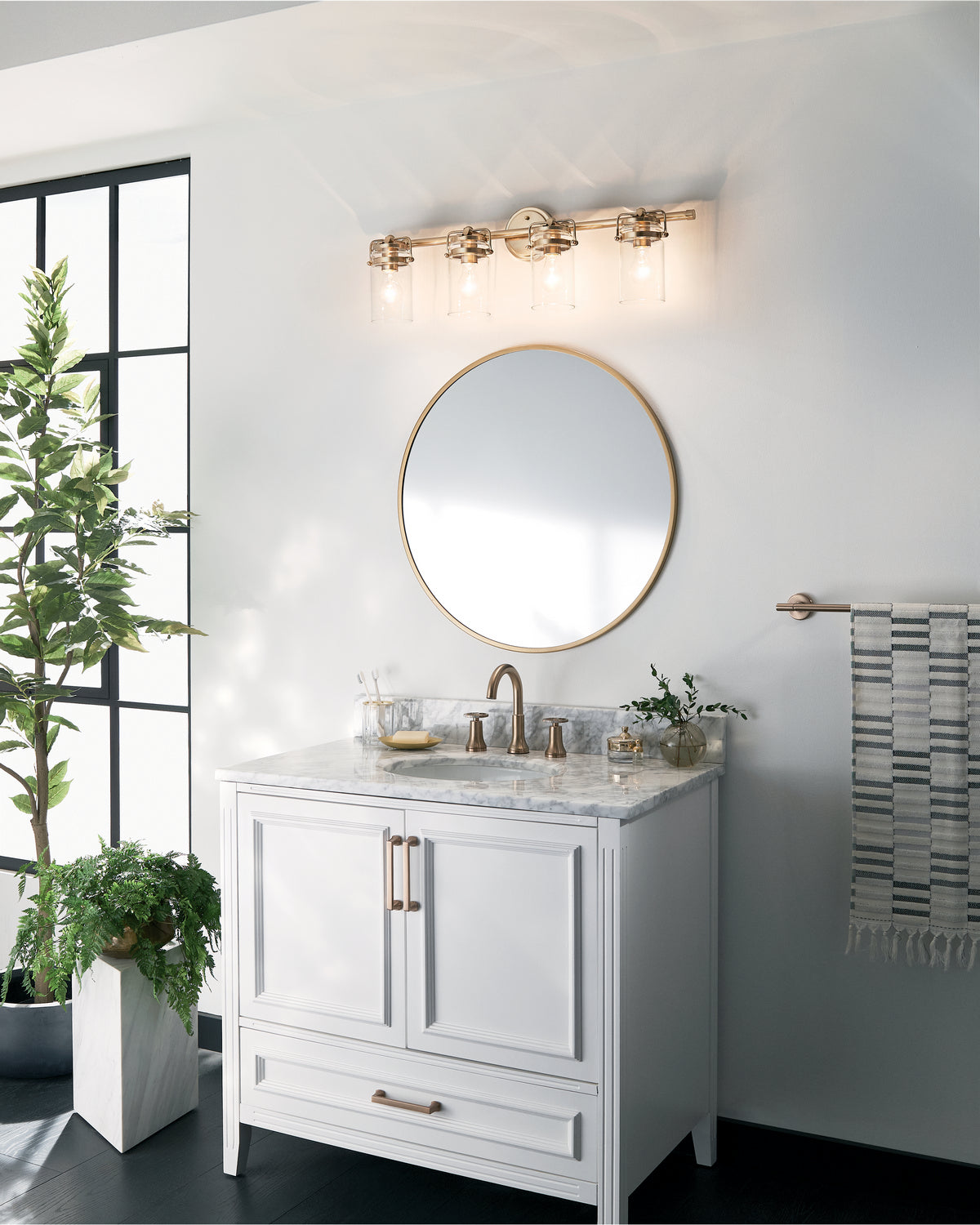 KICHLER 45690CPZ Brinley 32.25" 4 Light Vanity Light With Clear Glass In Champagne Bronze
