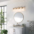 KICHLER 45690CPZ Brinley 32.25" 4 Light Vanity Light With Clear Glass In Champagne Bronze