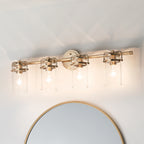 KICHLER 45690CPZ Brinley 32.25" 4 Light Vanity Light With Clear Glass In Champagne Bronze