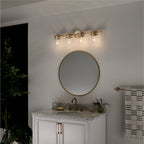 KICHLER 45690CPZ Brinley 32.25" 4 Light Vanity Light With Clear Glass In Champagne Bronze