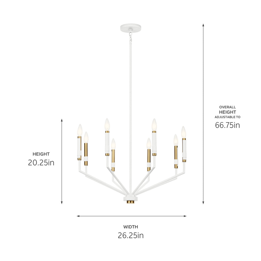 KICHLER 52349WH Armand 26 Inch 8 Light Chandelier In White Finish