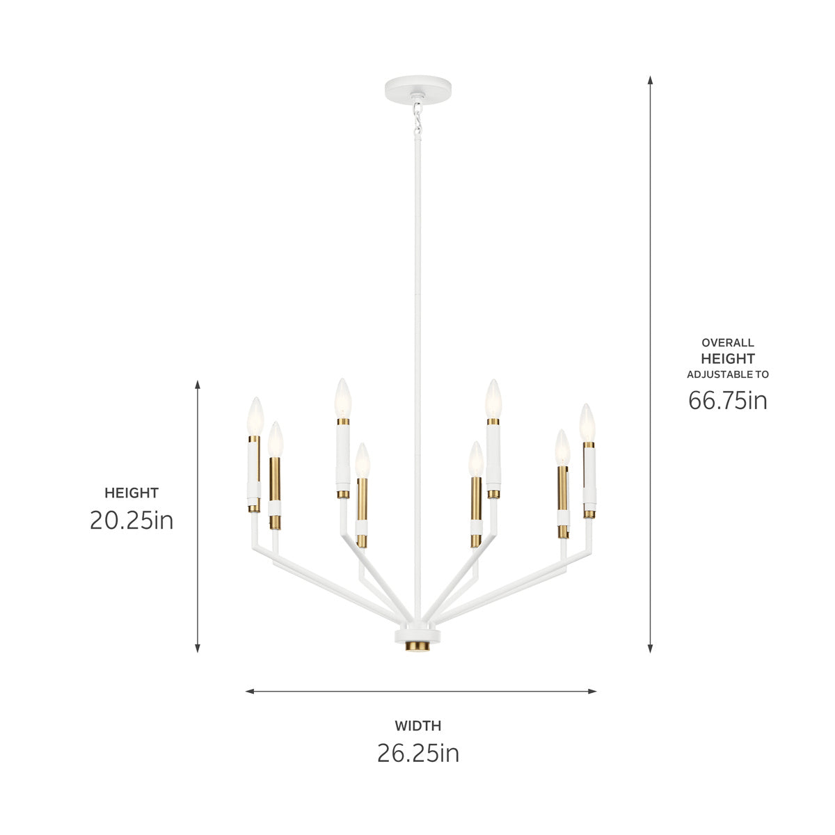 KICHLER 52349WH Armand 26 Inch 8 Light Chandelier In White Finish