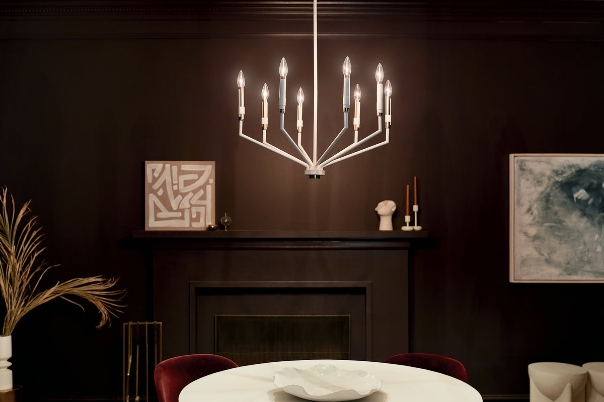 KICHLER 52349WH Armand 26 Inch 8 Light Chandelier In White Finish