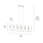 KICHLER 52350WH Armand 42.75 Inch 12 Light Linear Chandelier In White Finish