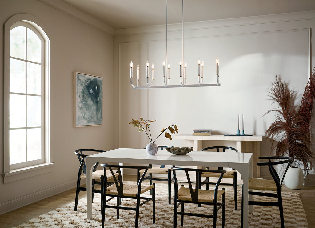KICHLER 52350WH Armand 42.75 Inch 12 Light Linear Chandelier In White Finish