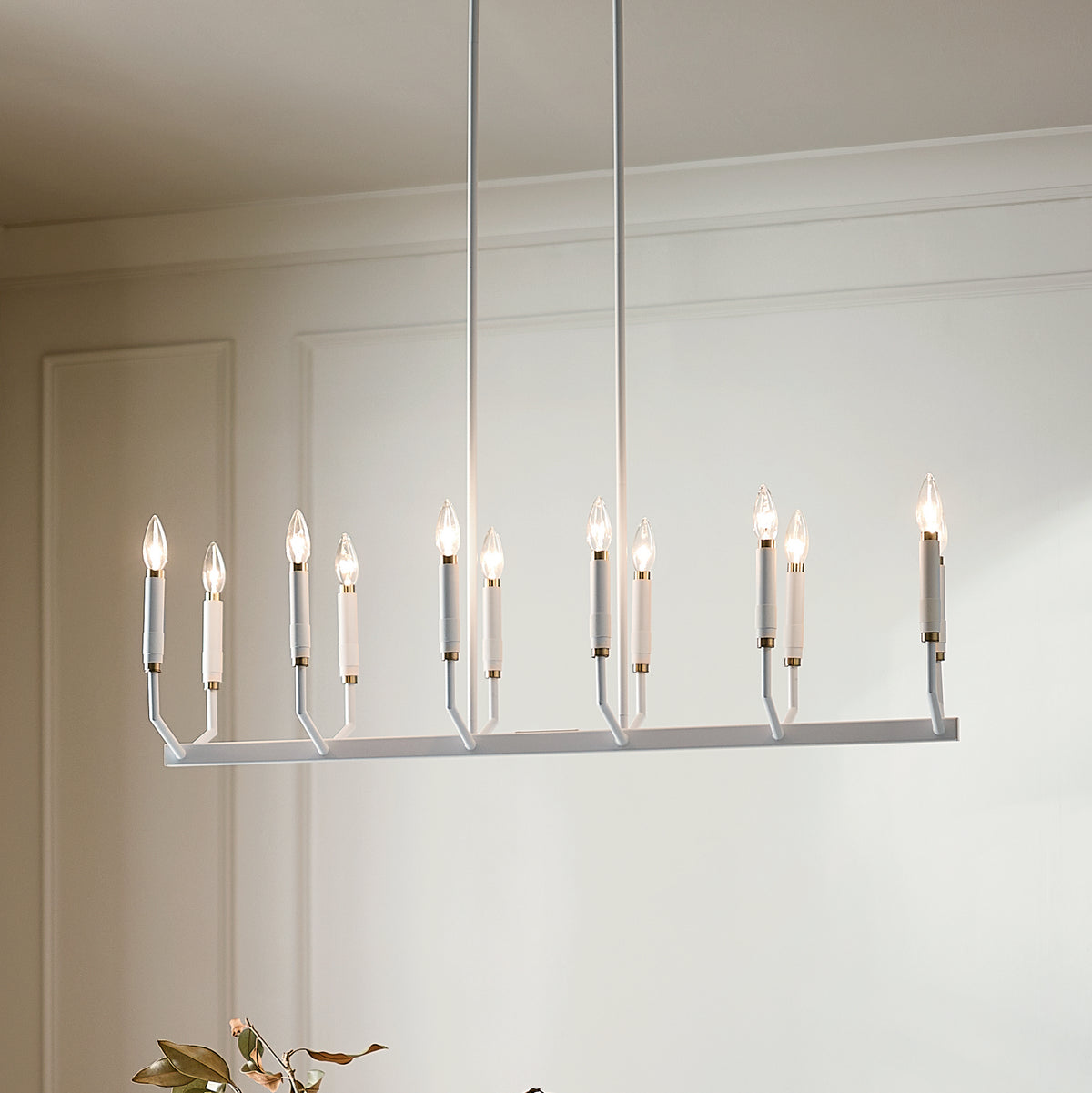 KICHLER 52350WH Armand 42.75 Inch 12 Light Linear Chandelier In White Finish