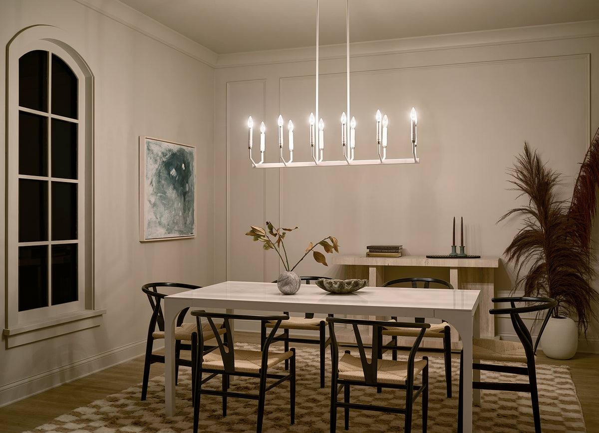 KICHLER 52350WH Armand 42.75 Inch 12 Light Linear Chandelier In White Finish