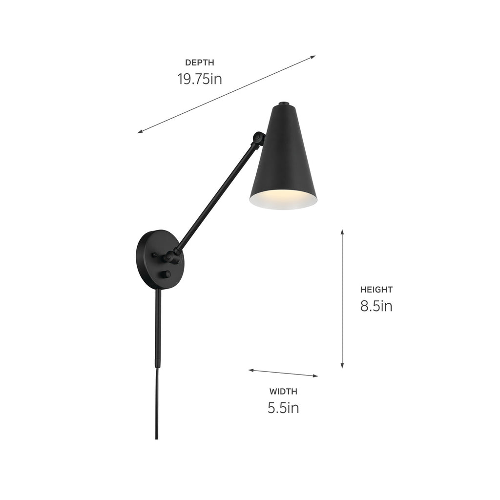 KICHLER 52485BKB Sylvia 1 Arm Wall Sconce Black