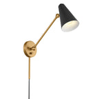 KICHLER 52485NBRB Sylvia 1 Arm Wall Sconce Natural Brass With Black Shade