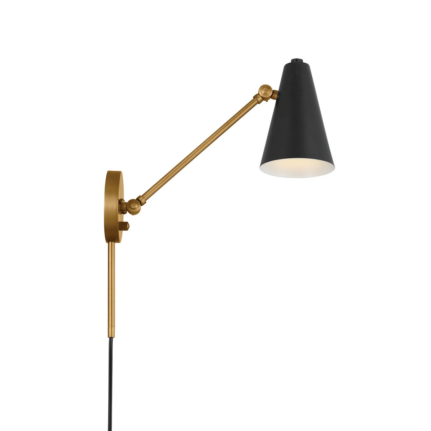 KICHLER 52485NBRB Sylvia 1 Arm Wall Sconce Natural Brass With Black Shade