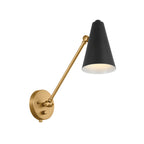 KICHLER 52485NBRB Sylvia 1 Arm Wall Sconce Natural Brass With Black Shade