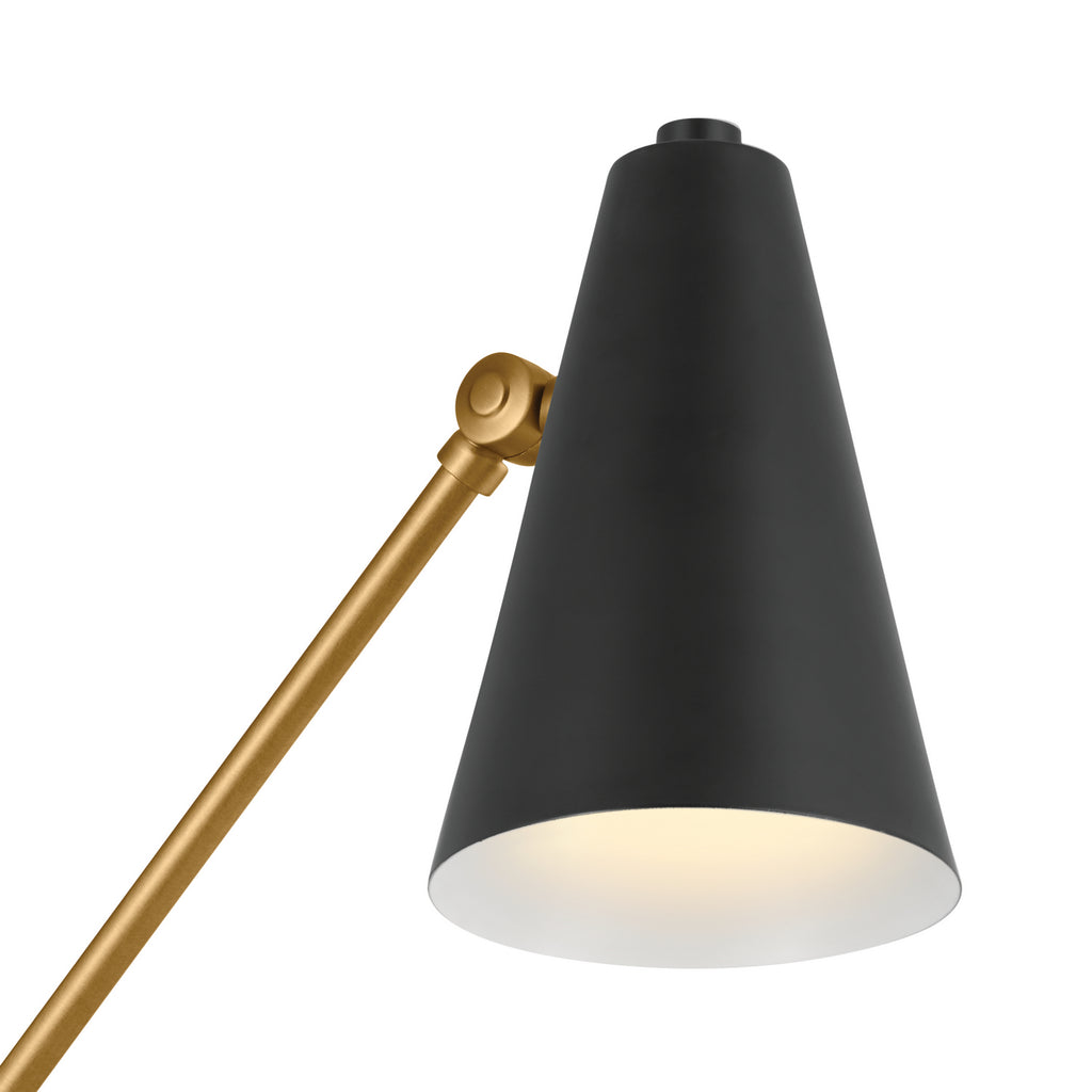 KICHLER 52485NBRB Sylvia 1 Arm Wall Sconce Natural Brass With Black Shade