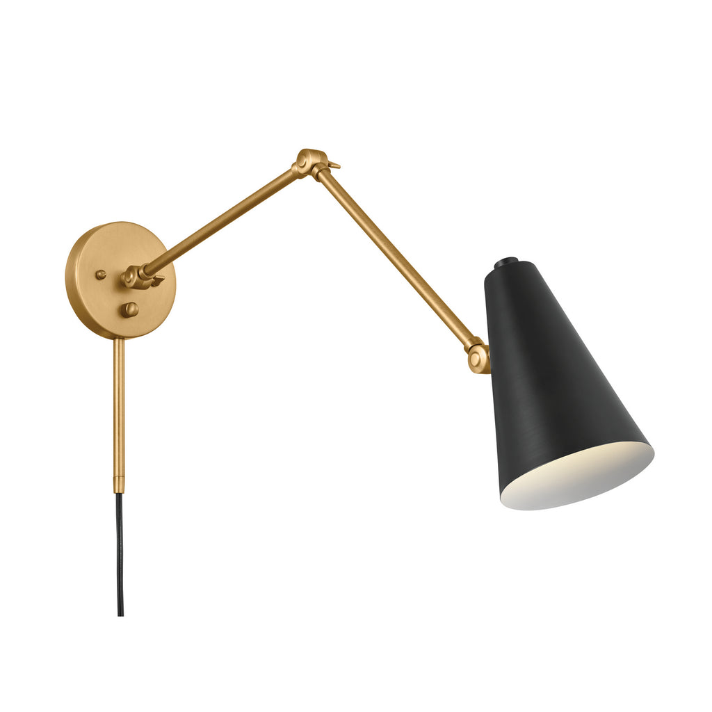 KICHLER 52486NBRB Sylvia 2 Arm Wall Sconce Natural Brass With Black Shade