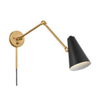 KICHLER 52486NBRB Sylvia 2 Arm Wall Sconce Natural Brass With Black Shade